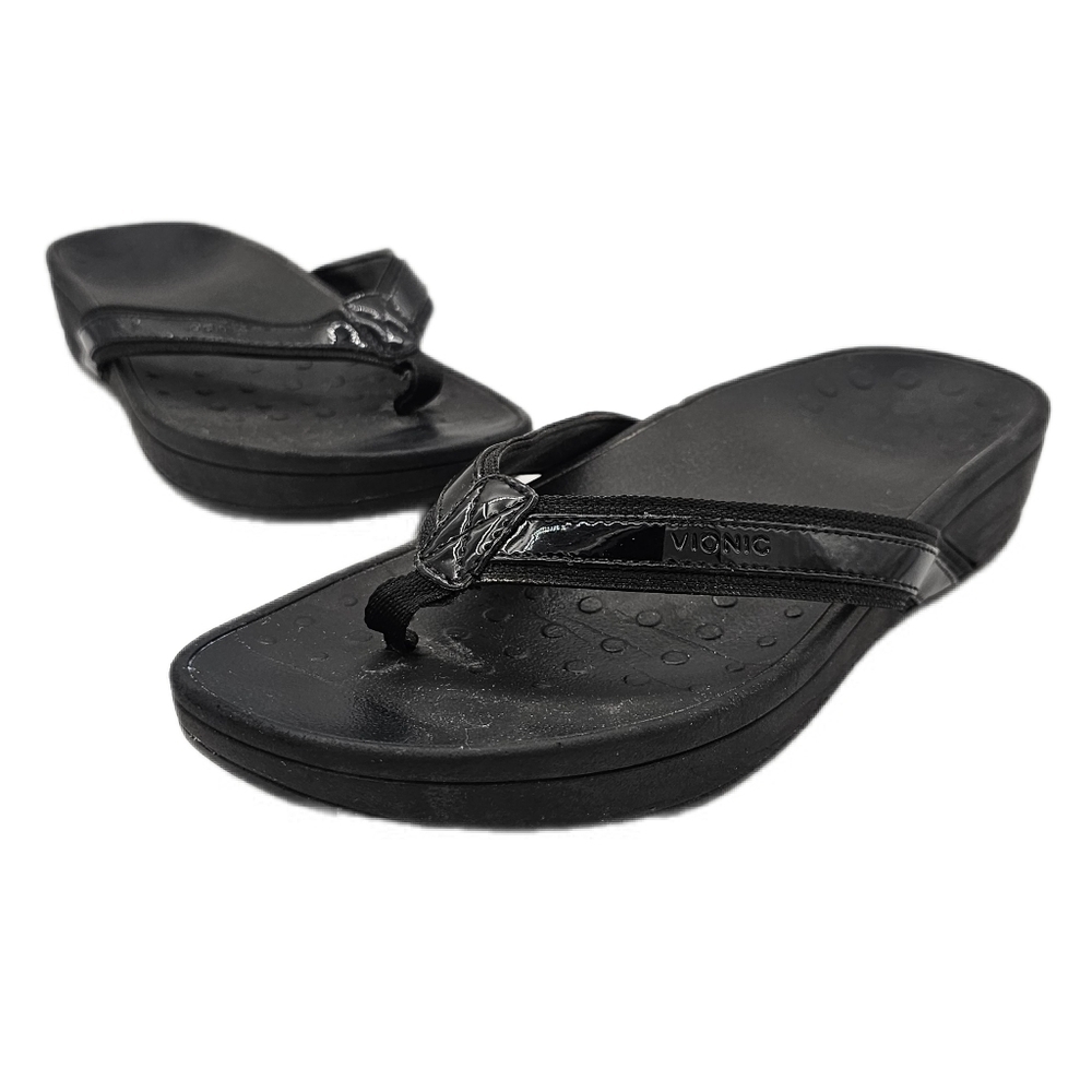Vionic High Tide Womens Black Platform Flip Flop Comfort Slip On Sandals Size 11